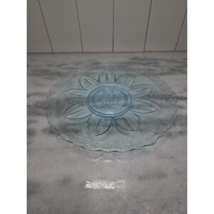 Princess House Heritage Crystal Blue Platter, 10" Platter,‎ Vintage Home Decor